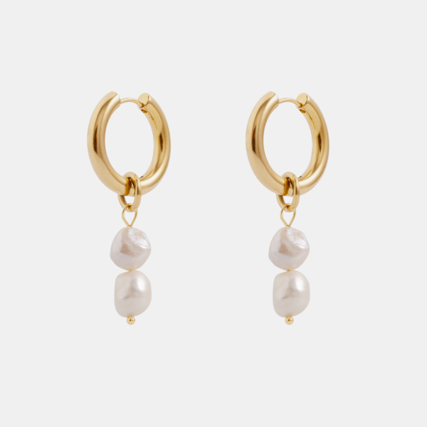 Double Pearl Hoop Earrings