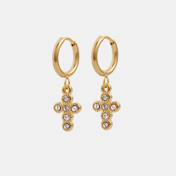 Rhinestone Cross Earrings